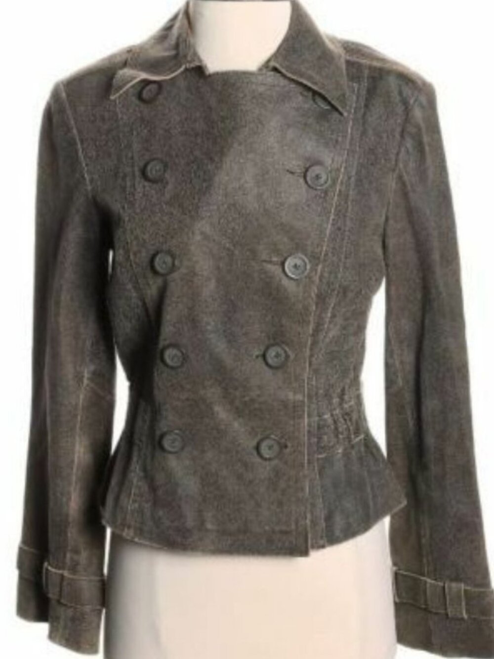 Express Brown Distressed Genuine Leather Military Jacket Coat